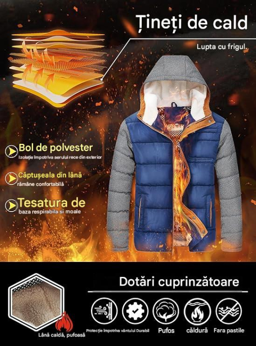 Geaca albastru/gri groasa de iarna, captusita pentru barbati, mrimea M [4]