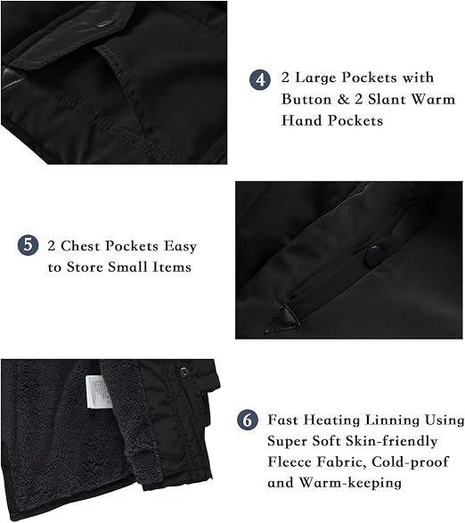 Geaca neagra de iarna pentru baieti, cu gluga, captusita, 12-13 ani, 152-158 cm [6]