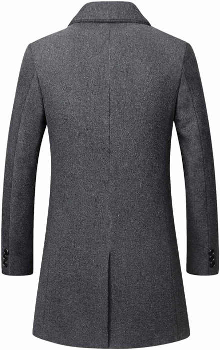 Palton lung bărbați slim fit lână cald business – Gri 2XL [2]