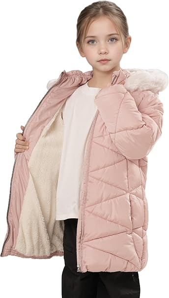 Geaca roz de iarna pentru fete, cu gluga, captusita, 6 ani, 116 cm [3]