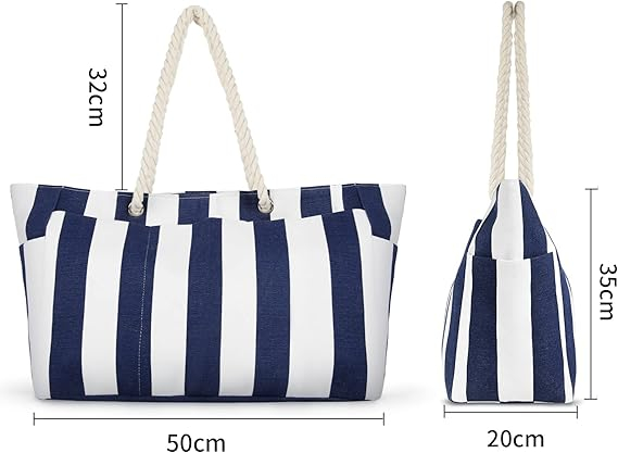 Geantă de plaja XXL pentru femei, material textil impermeabil 50x20x35 cm [2]