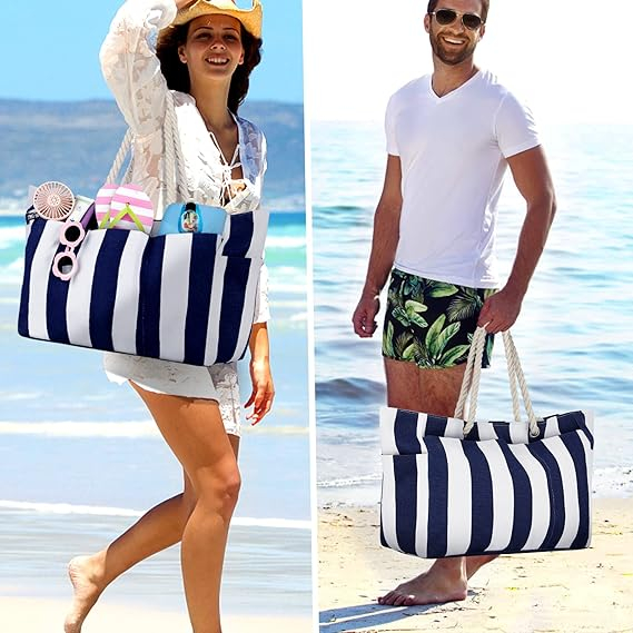 Geantă de plaja XXL pentru femei, material textil impermeabil 50x20x35 cm [6]