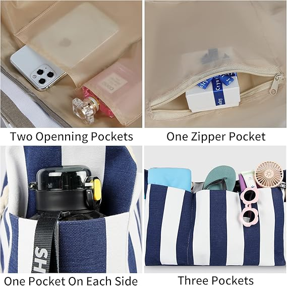 Geantă de plaja XXL pentru femei, material textil impermeabil 50x20x35 cm [3]