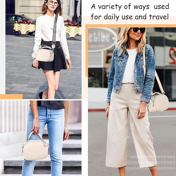 Geanta mica de umar din PU crem cu 2 compartimente 20.5x15.5x10 cm [5]