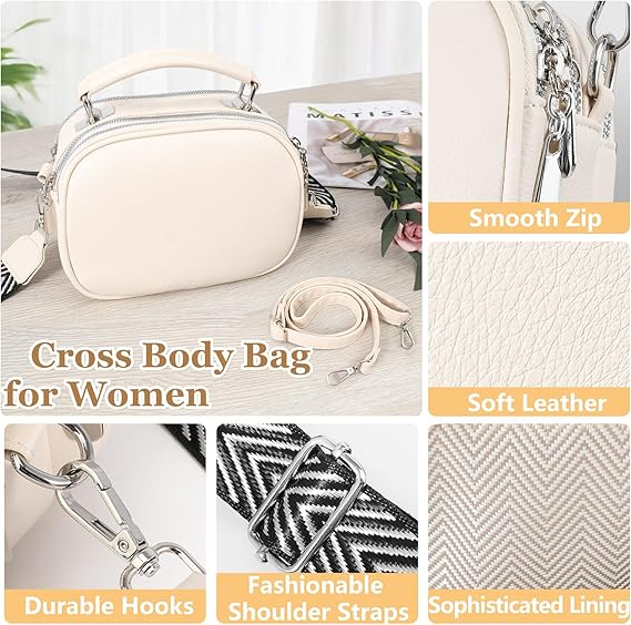 Geanta mica de umar din PU crem cu 2 compartimente 20.5x15.5x10 cm [3]