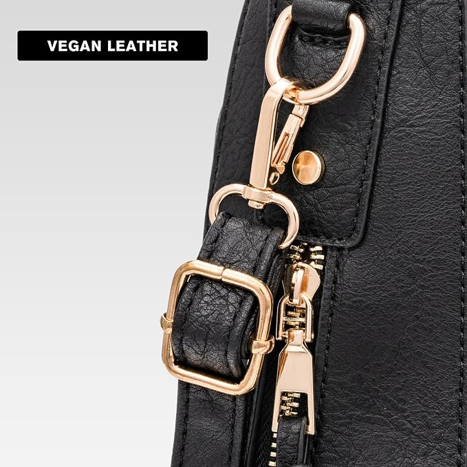 Geantă Damă Elegantă, 3 Compartimente, Piele Ecologică, Curea Reglabilă și Detașabilă, Geantă de Umăr Crossbody [5]