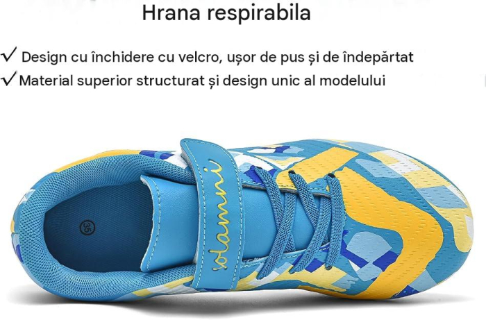 Ghete de fotbal pentru copii, cu crampoane, cu albastru marimea 33 [5]