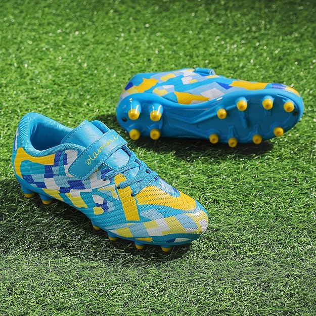Ghete de fotbal pentru copii, cu crampoane, cu albastru marimea 33 [3]