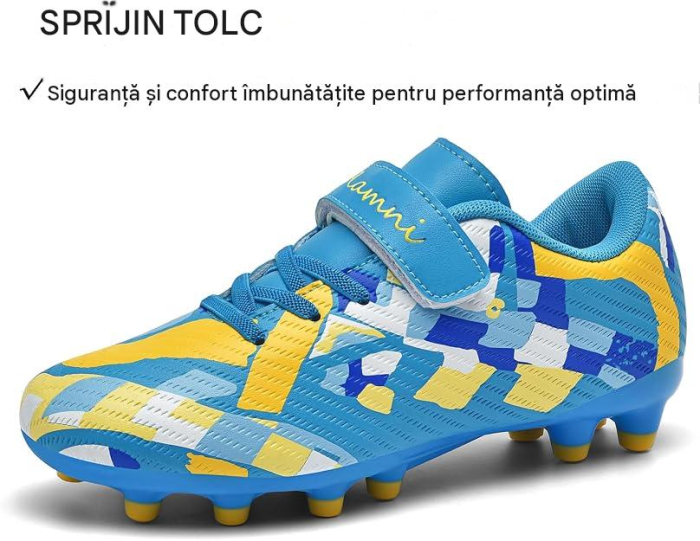 Ghete de fotbal pentru copii, cu crampoane, cu albastru marimea 33 [4]