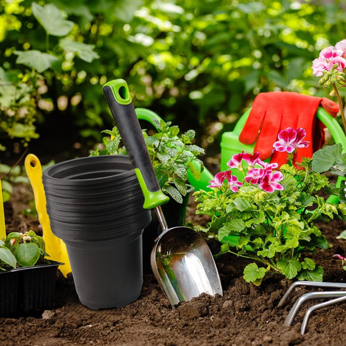 Ghivece din plastic negre pentru flori, 10x7.5x8.5 cm 100 bucati [8]