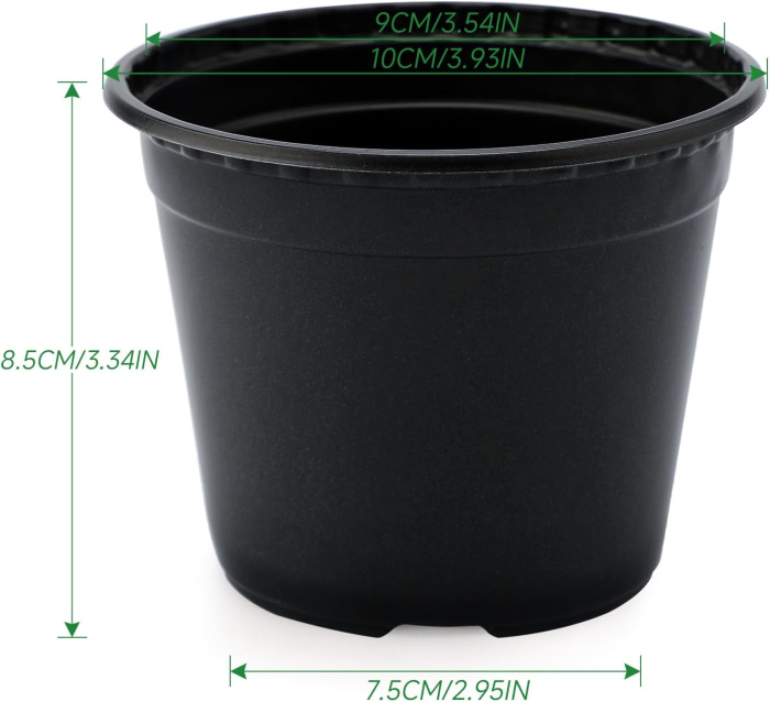 Ghivece din plastic negre pentru flori, 10x7.5x8.5 cm 100 bucati [2]
