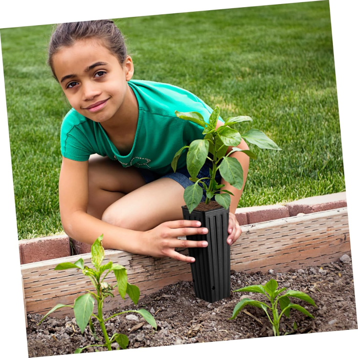 Ghivece adanci, negre pentru flori inalte sau pomisori, 30x10x10 cm, set 50 bucati [6]