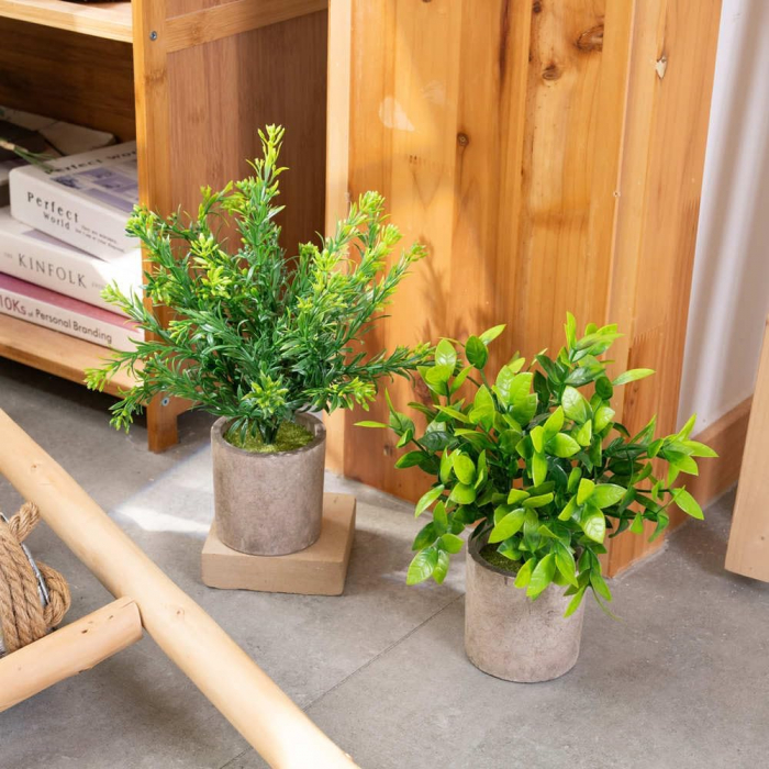 Ghivece ornamentale cu plante verzi artificiale, 2 bucati 23 cm [7]