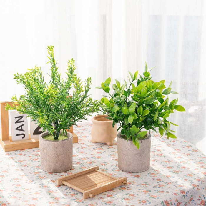 Ghivece ornamentale cu plante verzi artificiale, 2 bucati 23 cm [4]