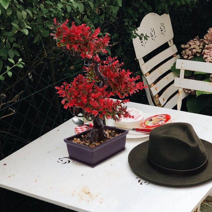 Bonsai mare artificial, in ghiveci, aspect rosiatic, 36x32 cm [9]