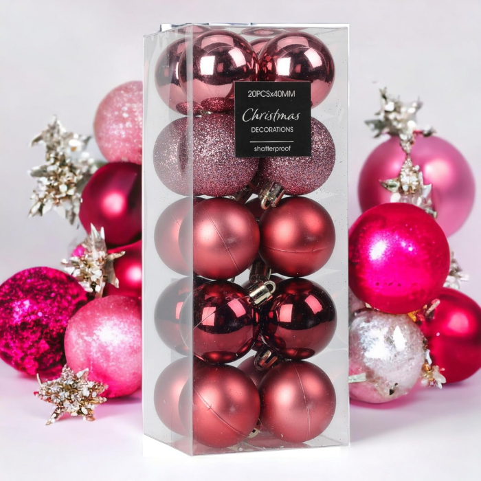 Globuri decorare pom sarbatori rosii- set 20 bucati [2]