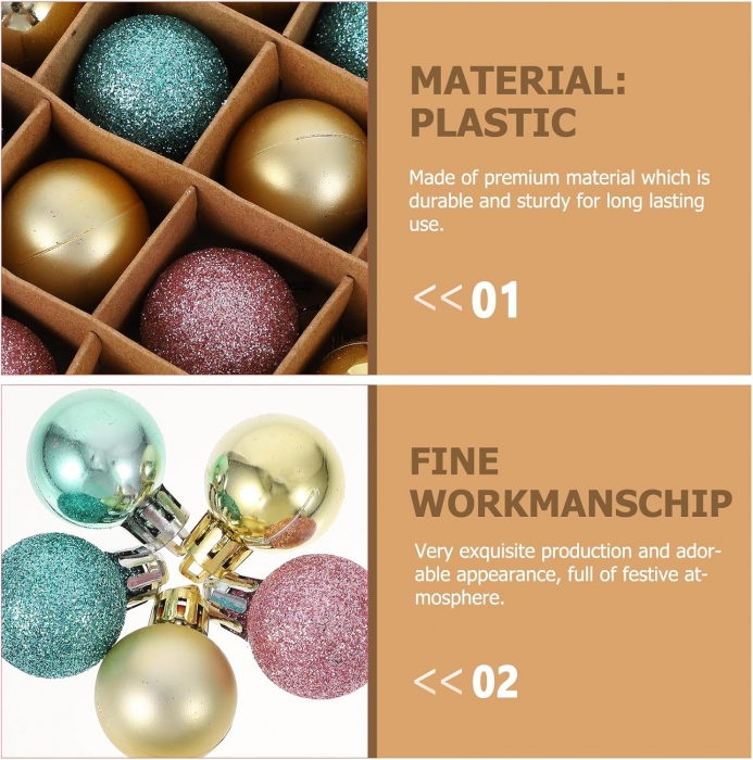 Globuri decorare pom sarbatori argintii- set 48 bucati [5]