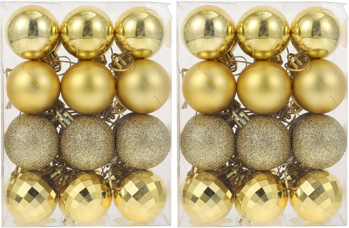 Globuri decorare pom sarbatori argintii- set 48 bucati [1]