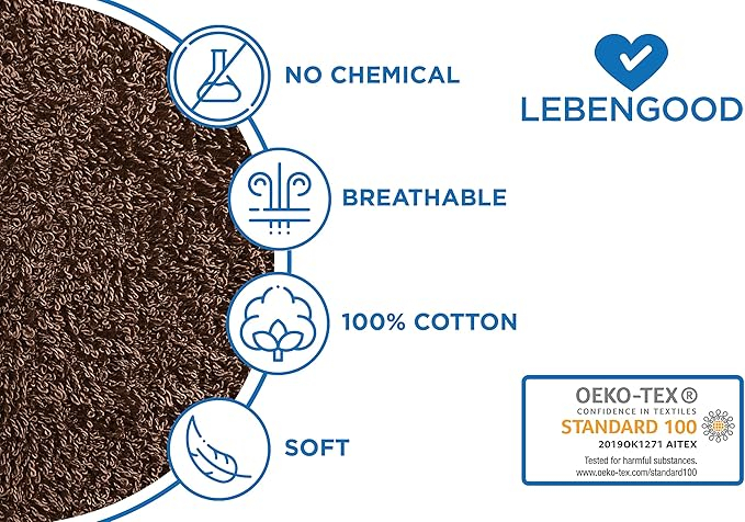 Halat de baie unisex din bumbac , maro, moale, super absorbant, M [3]