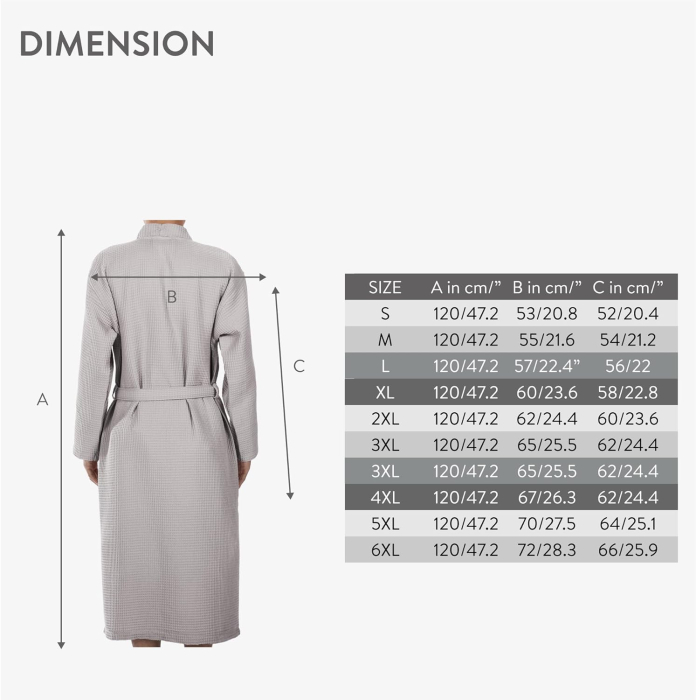 Halat de baie pentru adulti unisex gri 3XL [6]