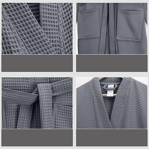 Halat gri de baie unisex din bumbac, moale, super absorbant, M [5]
