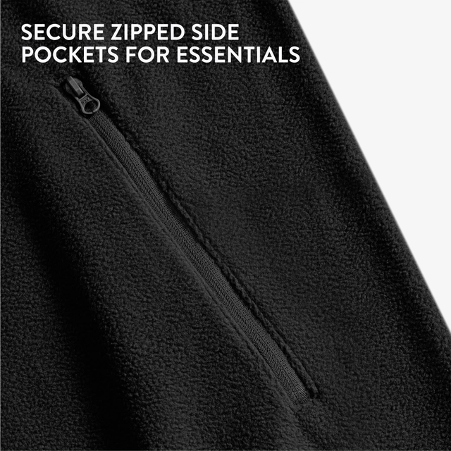 Hanorac din fleece pentru barbati, maneca lunga, fermoar la gat, guler ridicat, negru S [4]