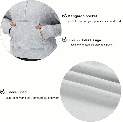 Hanorac sport de dama cu fermoar 1/2, gluga si buzunar S [5]