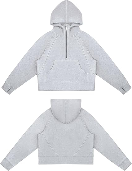 Hanorac sport de dama cu fermoar 1/2, gluga si buzunar S [4]