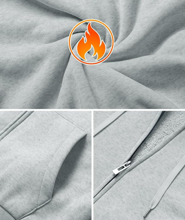 Hanorac Bărbați Igeekwell, cu Fermoar, Glugă și Căptușeală Fleece, de Iarnă, 3XL [5]