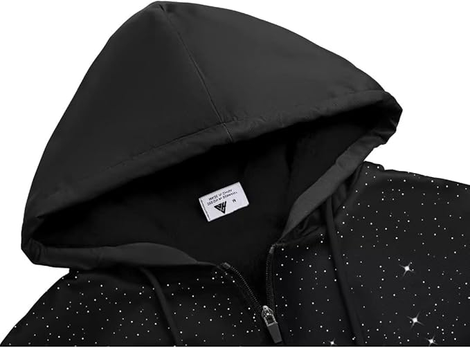 Hanorac negru captusit pentru barbati, maneca lunga, fermoar, gluga, 2XL [5]