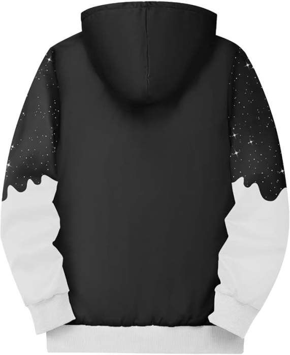 Hanorac negru captusit pentru barbati, maneca lunga, fermoar, gluga, 2XL [3]