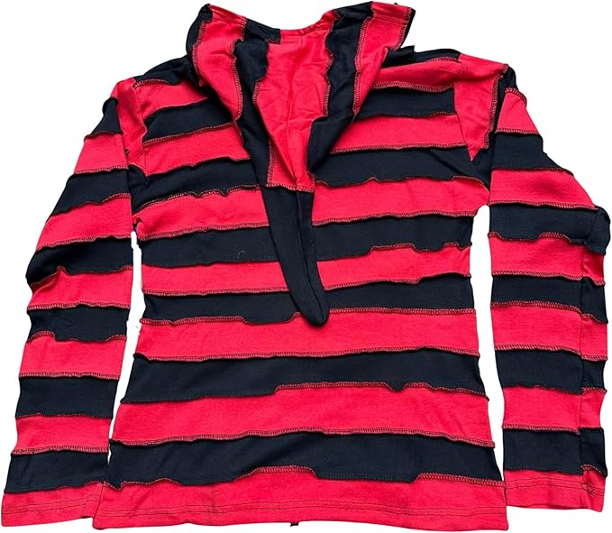 Hanorac rosu cu dungi negre, gluga si 2 buzunare laterale 3XL [2]