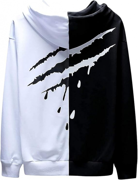 Hanorac unisex lejer, cu gluga, alb/negru 3XL [1]