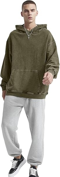 Hanorac casual lejer, cu gluga, verde vintage M [5]