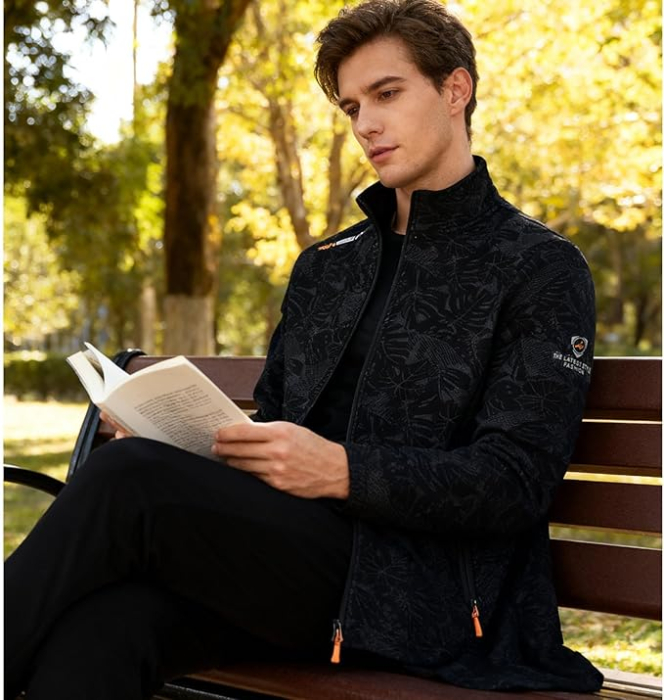 Jachetă polar unisex ușoară mânecă lungă stil pilot – Negru XL [5]