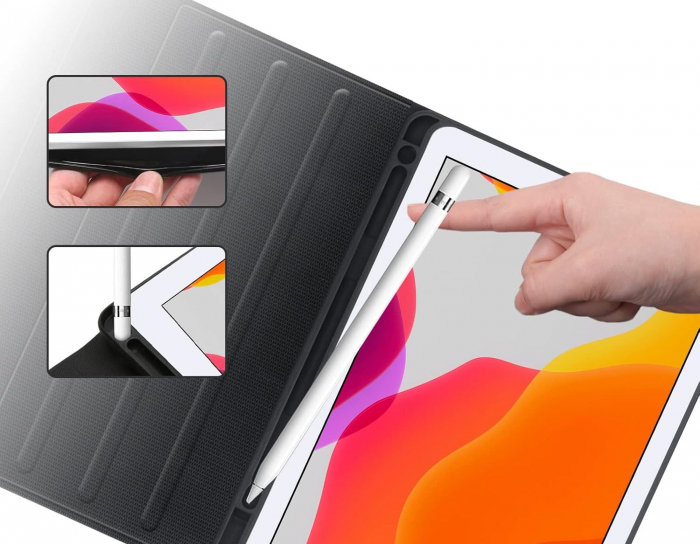 Husa compatibila cu iPad 10.2 inch / i Pad 10.5, cu tastatura, inchidere magnet, piele PU roz [5]