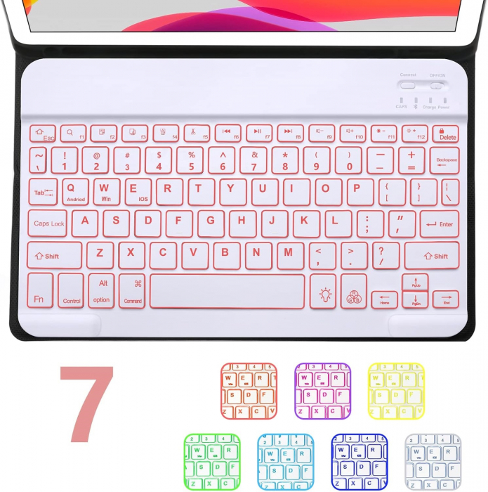 Husa compatibila cu iPad 10.2 inch / i Pad 10.5, cu tastatura, inchidere magnet, piele PU roz [3]