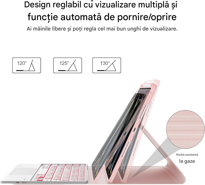 Husa compatibila cu iPad Pro 11 inch M4 2024, 5th Generation, Magnetic Removable Bluetooth 7-Color Lighting [5]