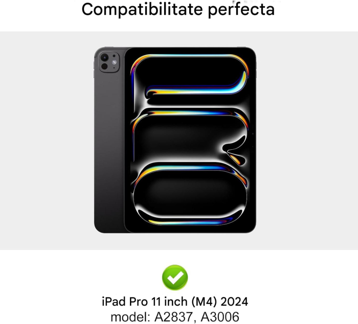 Husa compatibila cu iPad Pro 11 inch M4 2024, 5th Generation, Magnetic Removable Bluetooth 7-Color Lighting [2]