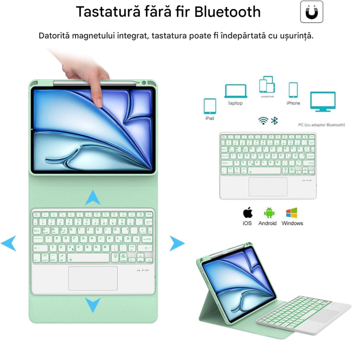 Husa compatibila cu iPad Air 13 M2/M3(2025/2024). carcasa magnetica, Touchpad, Bluetooth [3]