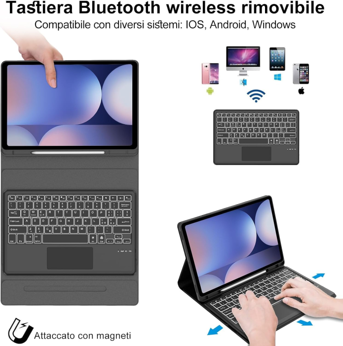 Husa cu tastatura, cu Bluetooth, cu touchpad compatibila cu Samsung Galaxy Tab S10 Plus/S9 FE Plus/S9 Plus [3]