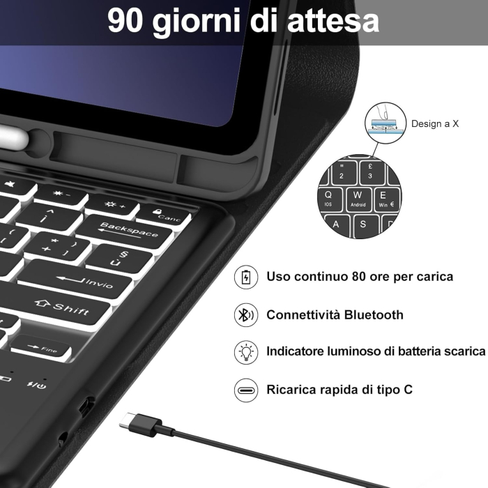 Husa cu tastatura, cu Bluetooth, cu touchpad compatibila cu Samsung Galaxy Tab S10 Plus/S9 FE Plus/S9 Plus [4]