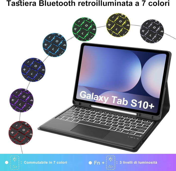 Husa cu tastatura, cu Bluetooth, cu touchpad compatibila cu Samsung Galaxy Tab S10 Plus/S9 FE Plus/S9 Plus [5]