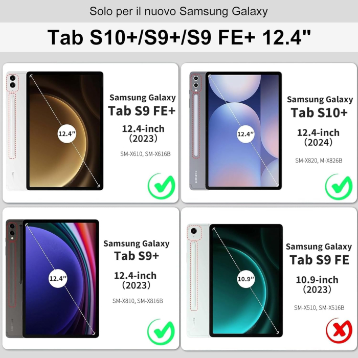 Husa cu tastatura, cu Bluetooth, cu touchpad compatibila cu Samsung Galaxy Tab S10 Plus/S9 FE Plus/S9 Plus [2]