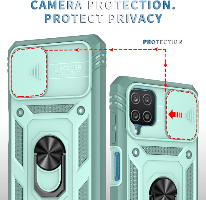 Husa compatibila cu Samsung Galaxy A12 5G, anti-soc, cu suport asezare, verde [3]