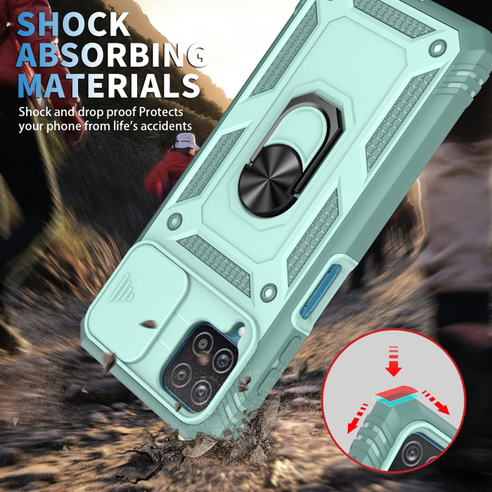 Husa compatibila cu Samsung Galaxy A12 5G, anti-soc, cu suport asezare, verde [2]