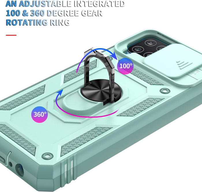 Husa compatibila cu Samsung Galaxy A12 5G, anti-soc, cu suport asezare, verde [4]