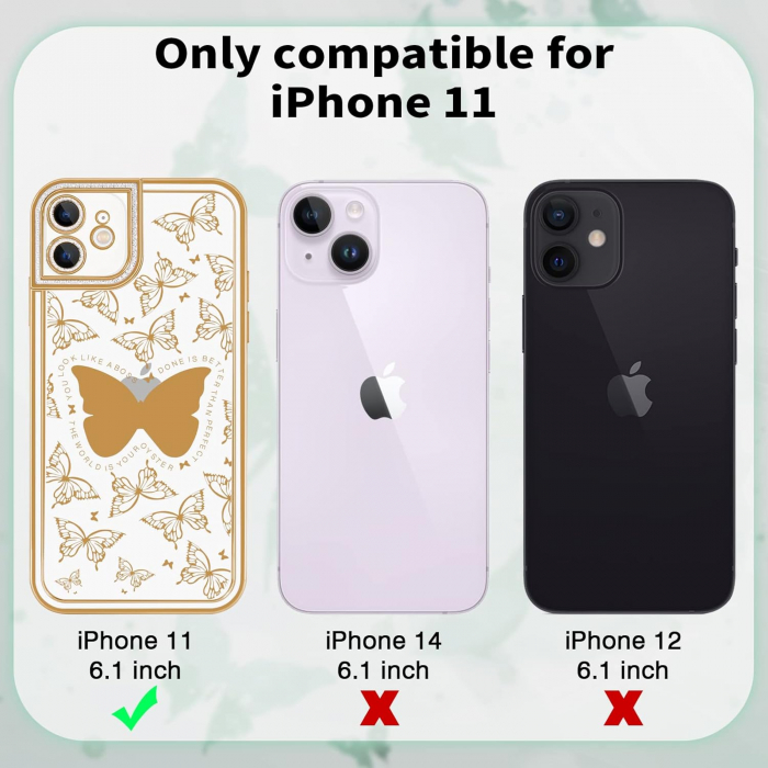Husa compatibila cu iPhone 11, anti-soc, subtire, elastica, Transparenta, model cu fluturi [5]