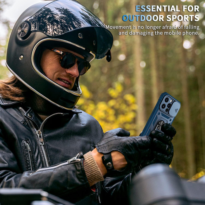 Husa compatibila cu iPhone 13 Pro max 6,7 inch, anti-soc, cu suport asezare, albastra [8]