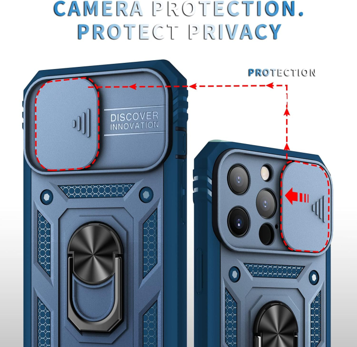 Husa compatibila cu iPhone 13 Pro max 6,7 inch, anti-soc, cu suport asezare, albastra [2]